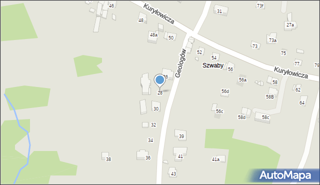 Kraków, Geologów, 28, mapa Krakowa