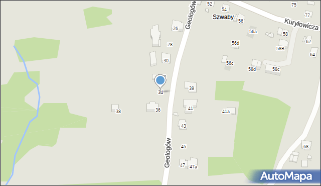 Kraków, Geologów, 34, mapa Krakowa