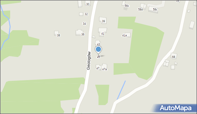 Kraków, Geologów, 45, mapa Krakowa