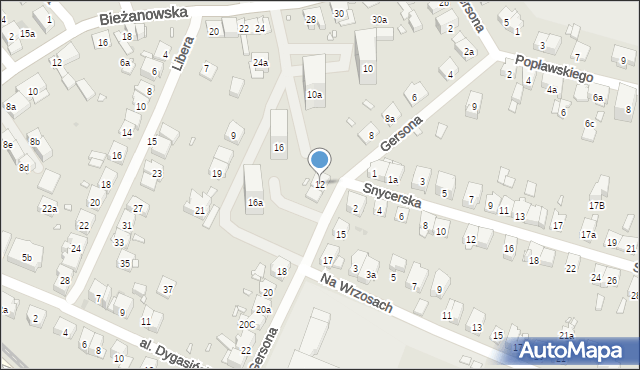 Kraków, Gersona Wojciecha, 12, mapa Krakowa