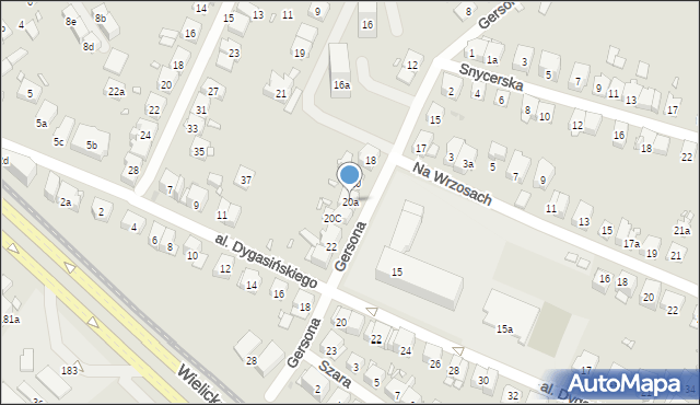 Kraków, Gersona Wojciecha, 20a, mapa Krakowa