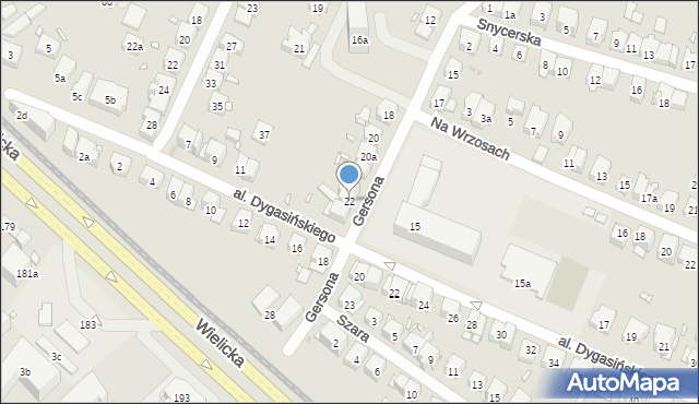 Kraków, Gersona Wojciecha, 22, mapa Krakowa