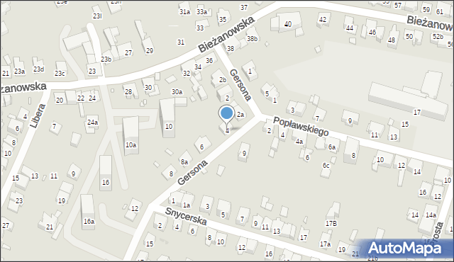 Kraków, Gersona Wojciecha, 4, mapa Krakowa