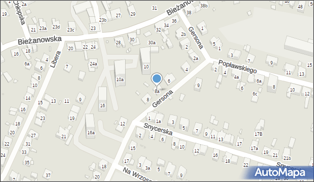 Kraków, Gersona Wojciecha, 8a, mapa Krakowa