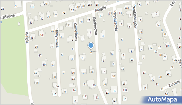 Kraków, Gerberowa, 6, mapa Krakowa