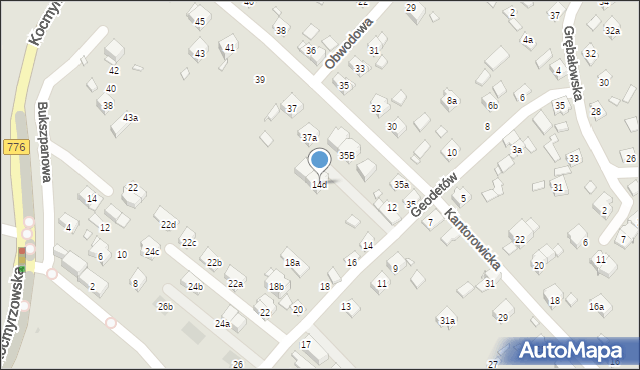 Kraków, Geodetów, 14d, mapa Krakowa