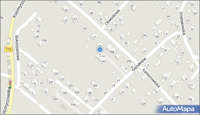 Kraków, Geodetów, 14e, mapa Krakowa