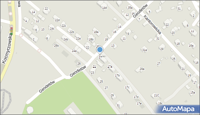 Kraków, Geodetów, 17, mapa Krakowa