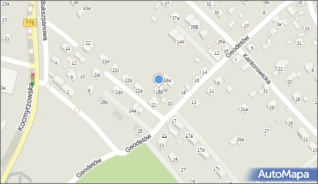 Kraków, Geodetów, 18b, mapa Krakowa