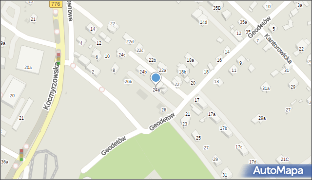 Kraków, Geodetów, 24a, mapa Krakowa