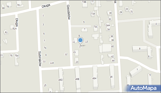 Łapy, Geodetów, 17, mapa Łapy