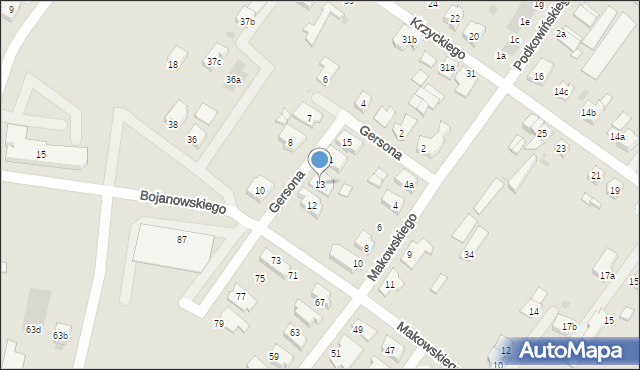 Leszno, Gersona Wojciecha, 13, mapa Leszno