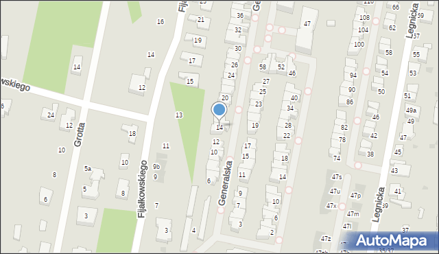 Łódź, Generalska, 14, mapa Łodzi