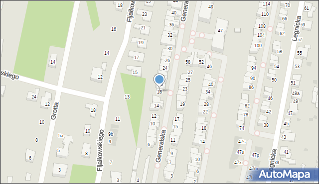 Łódź, Generalska, 18, mapa Łodzi