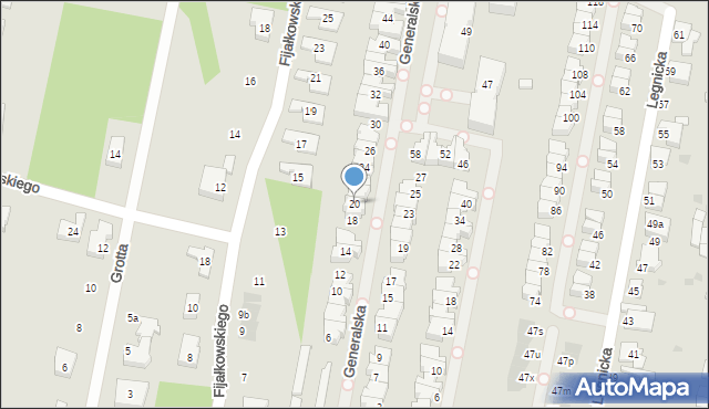 Łódź, Generalska, 20, mapa Łodzi