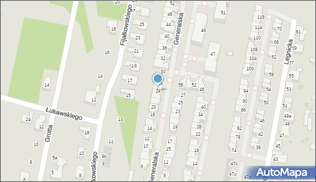 Łódź, Generalska, 24, mapa Łodzi