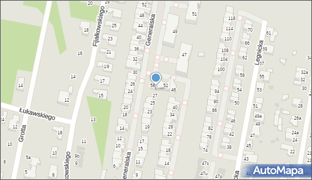 Łódź, Generalska, 29, mapa Łodzi