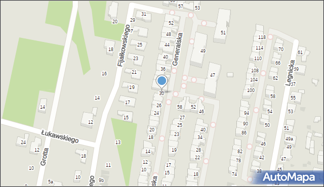 Łódź, Generalska, 30, mapa Łodzi