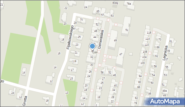 Łódź, Generalska, 34, mapa Łodzi