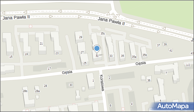 Lublin, Gęsia, 31, mapa Lublina