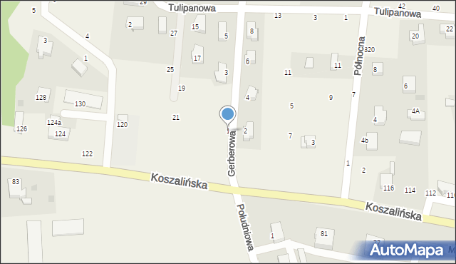 Mścice, Gerberowa, 1, mapa Mścice