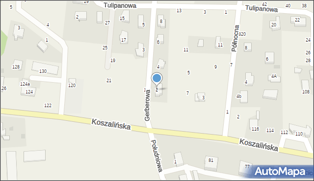 Mścice, Gerberowa, 2, mapa Mścice