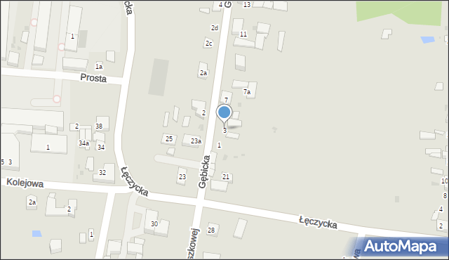 Ozorków, Gębicka, 3, mapa Ozorków