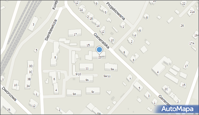 Pieniężno, Generalska, 13, mapa Pieniężno