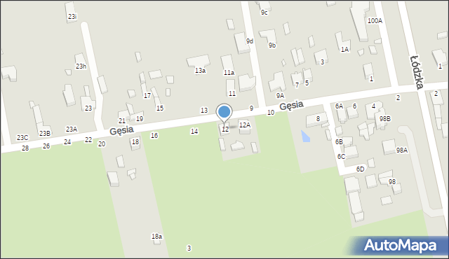 Piotrków Trybunalski, Gęsia, 12, mapa Piotrków Trybunalski