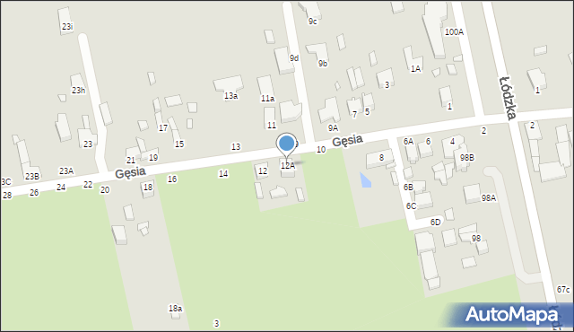 Piotrków Trybunalski, Gęsia, 12A, mapa Piotrków Trybunalski