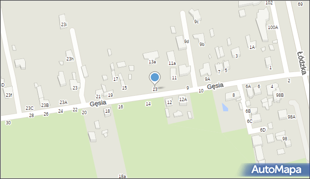 Piotrków Trybunalski, Gęsia, 13, mapa Piotrków Trybunalski