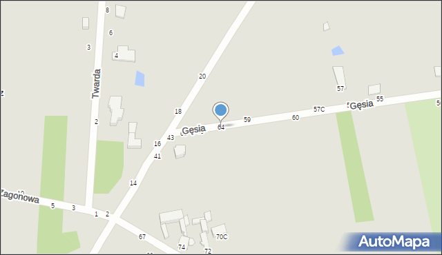 Piotrków Trybunalski, Gęsia, 64, mapa Piotrków Trybunalski