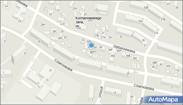 Radom, Gębarzewska, 34C, mapa Radomia