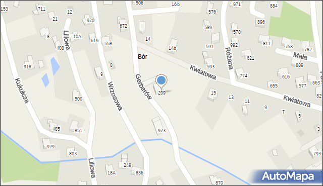 Rybarzowice, Gerberów, 209, mapa Rybarzowice