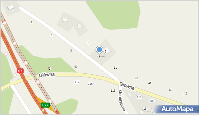 Sady, Genetyczna, 7, mapa Sady