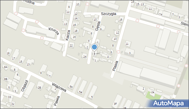 Sosnowiec, Gęsia, 3, mapa Sosnowca