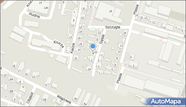 Sosnowiec, Gęsia, 4, mapa Sosnowca