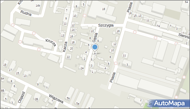 Sosnowiec, Gęsia, 7, mapa Sosnowca