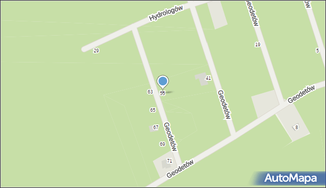 Trzebiny, Geodetów, 55, mapa Trzebiny