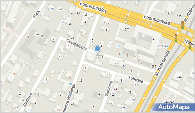 Warszawa, Geologiczna, 11, mapa Warszawy