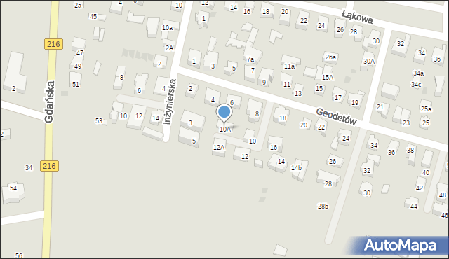 Władysławowo, Geodetów, 10A, mapa Władysławowo