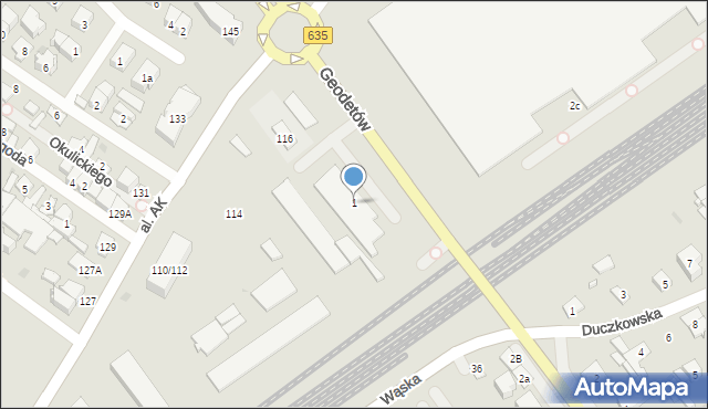 Wołomin, Geodetów, 1, mapa Wołomin