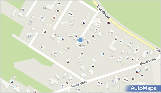 Wołomin, Geodetów, 53a, mapa Wołomin