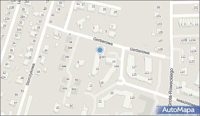 Wrocław, Gerberowa, 8, mapa Wrocławia