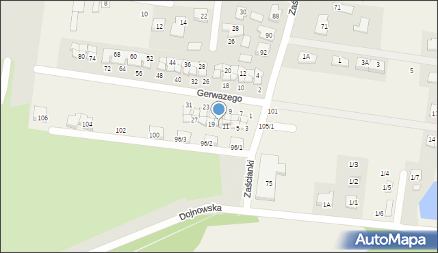Zaścianki, Gerwazego, 13, mapa Zaścianki
