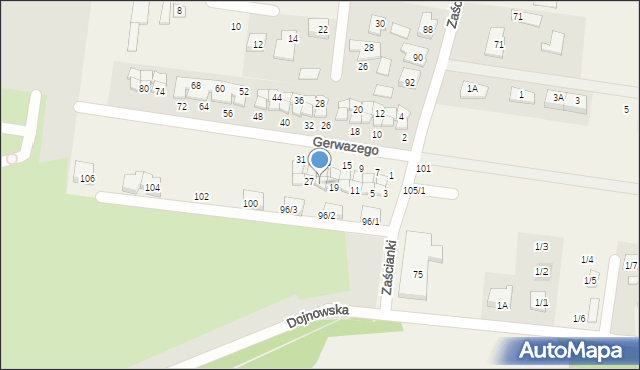 Zaścianki, Gerwazego, 21, mapa Zaścianki