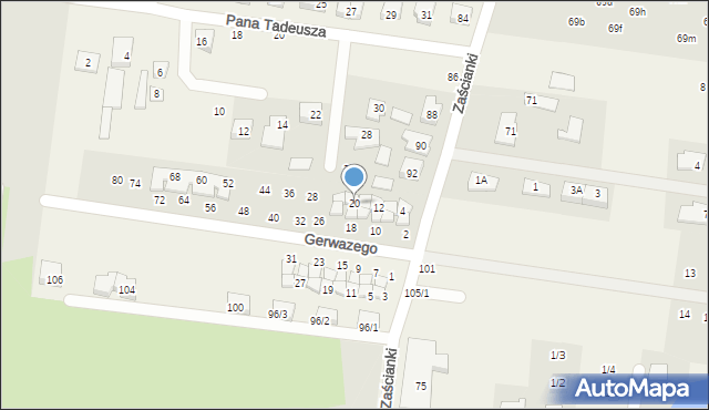 Zaścianki, Gerwazego, 20, mapa Zaścianki