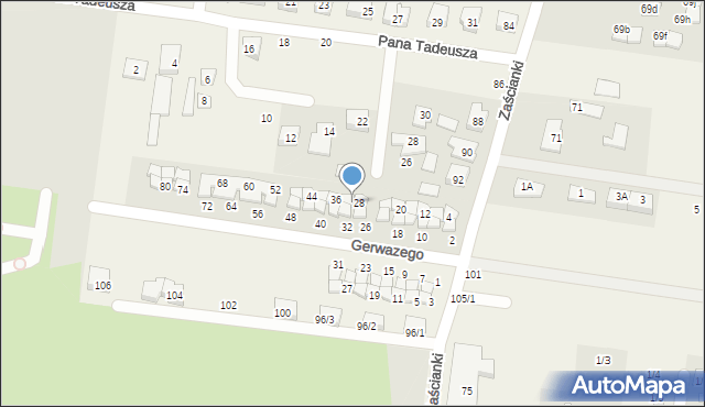 Zaścianki, Gerwazego, 30, mapa Zaścianki