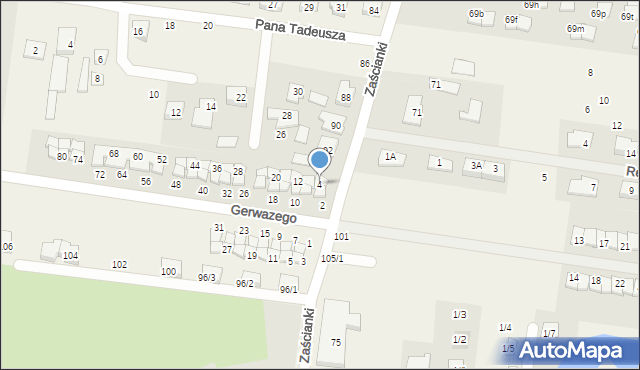 Zaścianki, Gerwazego, 4, mapa Zaścianki