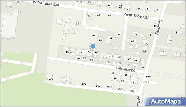 Zaścianki, Gerwazego, 54, mapa Zaścianki